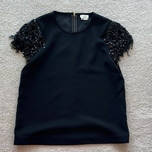 Kate Spade Black Top with Sequin Sleeves